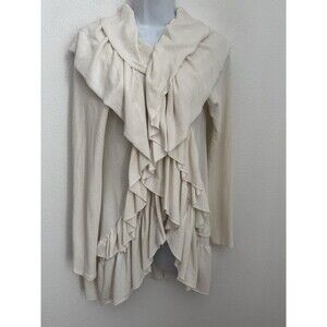 Sweet Pea by Staci Frati cardigan Cream Ruffled Y2K Feminine Girly Size M Boho